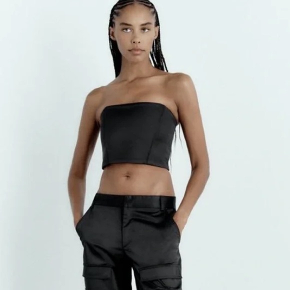 Zara Satin Effect Crop Top - Picture 4 of 5